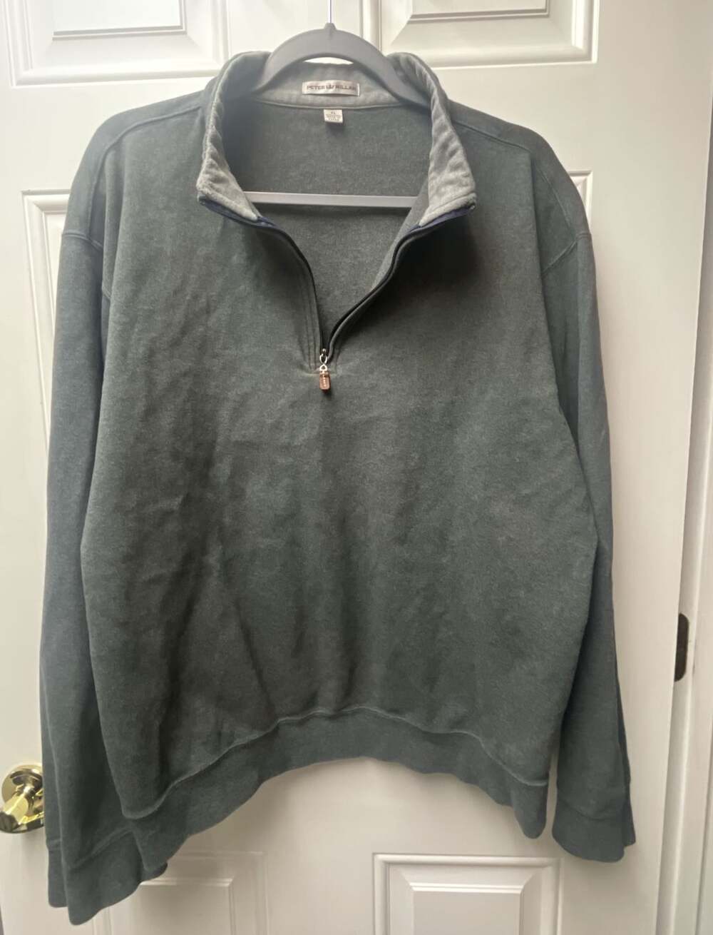 Peter Millar Quarter Zip Pullover Size XL Gray Cotton Sweatshirt